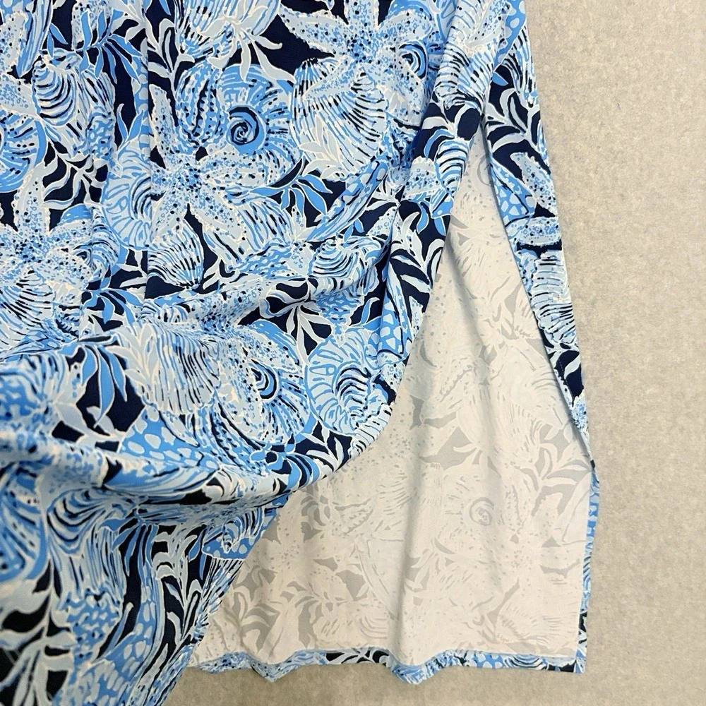 Lilly Pulitzer Dress Women's Large Talli Maxi Coverup Bonaire Blue Coastal Shell - Picture 4 of 7